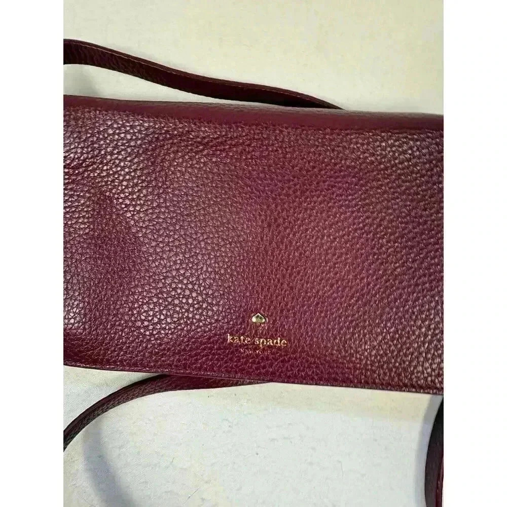 Kate Spade Excellent Cond Jacienda Eden Lane Merlot Bow Crossbody Clutch Bag - Picture 2 of 8